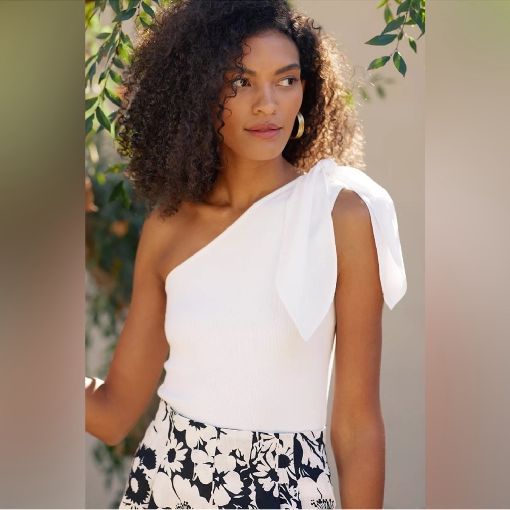 Anthropologie Maeve One Shoulder Top White